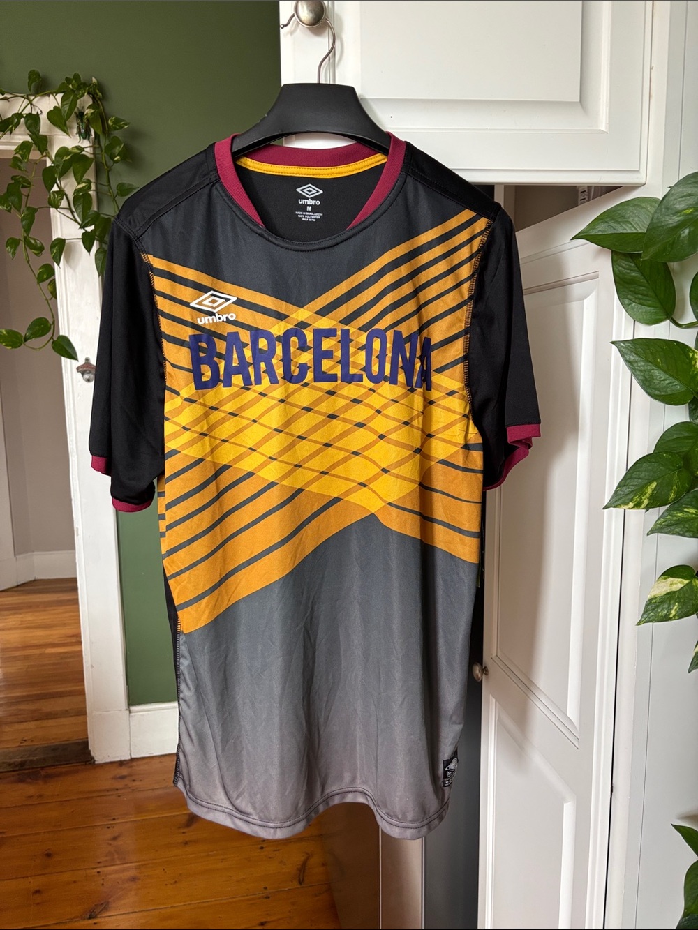 Umbro Barcelona Graphic Soccer Jersey - Black, Gold & Maroon